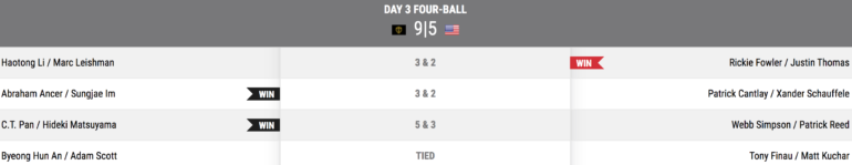 resultats fourballs samedi presidents cup