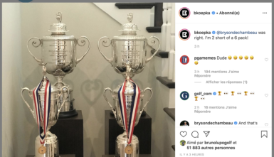 Koepka dechambeau trophees instagram