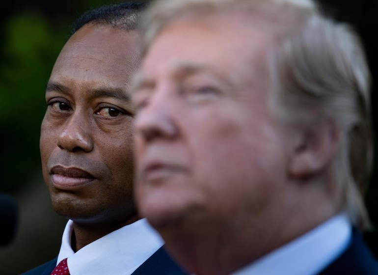 Tiger Woods lPresident Donald Trump Photo by Brendan Smialowski / AFP