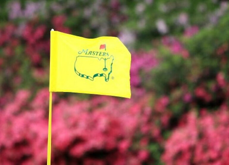 MASTERS AUGUSTA pin flag Andrew Redington/Getty Images/AFP (Photo by Andrew Redington / GETTY IMAGES NORTH AMERICA / Getty Images via AFP