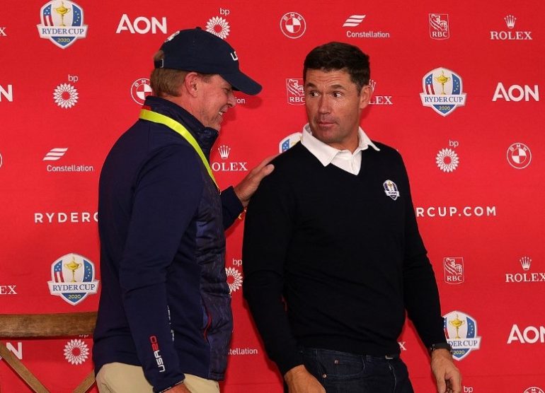 Steve Stricker Padraig Harrington Stacy Revere Getty Images via AFP