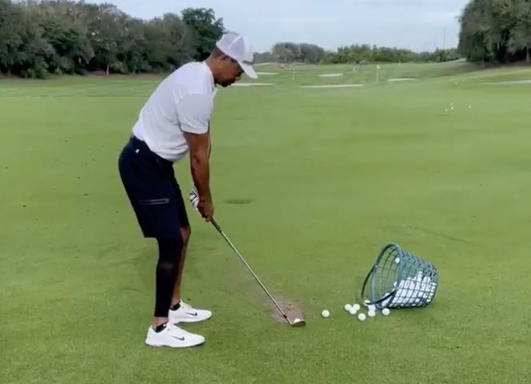 tiger woods practice retour come-back driving range car crash accident voiture