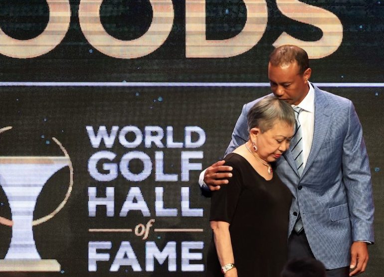 Tiger Woods his mother Kultida WoodsPhoto by SAM GREENWOOD/GETTY IMAGES NORTH AMERICA/Getty Images via AFP