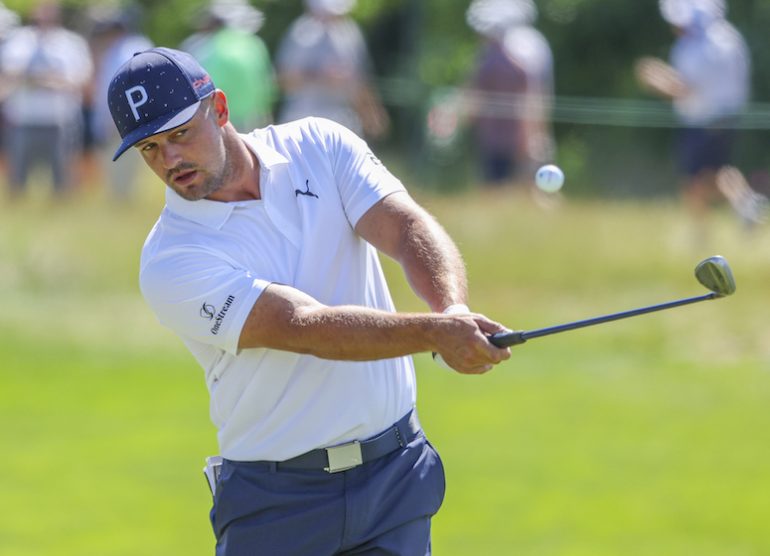 Bryson DeChambeau Jeff Haynes/USGA plays a pitch shot on the second hole during a practice round at the 2022 U.S. Open at The Country Club in Brookline, Mass. on Tuesday, June 14, 2022. (Jeff Haynes/USGA)