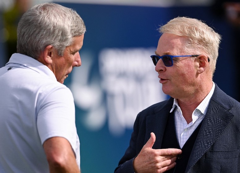 Jay Monahan, Keith Pelley, Photo by ROSS KINNAIRD / GETTY IMAGES EUROPE / Getty Images via AFP