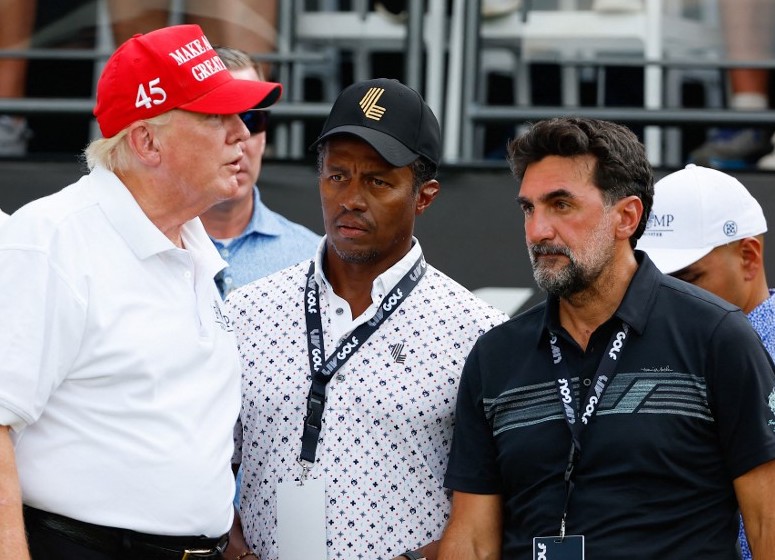 Donald Trump Majed Al-Sorour, Yasir Al-Rumayyan Photo by RICH GRAESSLE / Icon Sportswire / DPPI via AFP