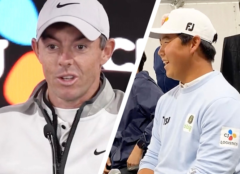 Quand Tom Kim déboule en conférence de presse pour poser une question à Rory McIlroy !