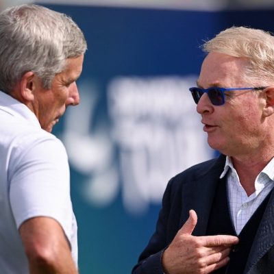 Jay Monahan, PGA Tour Keith Pelley, European Tour Group Photo by ROSS KINNAIRD / GETTY IMAGES EUROPE / Getty Images via AFP