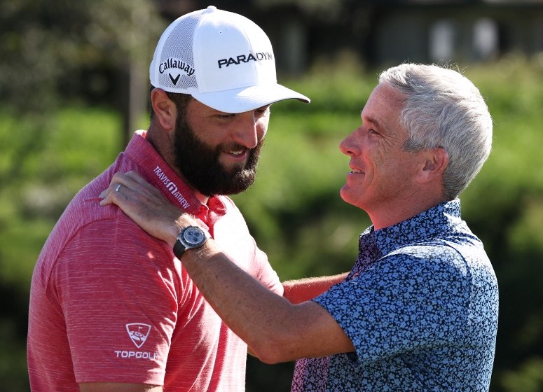 Jon Rahm Jay Monahan, PGA TOUR Harry How/Getty Images/AFP