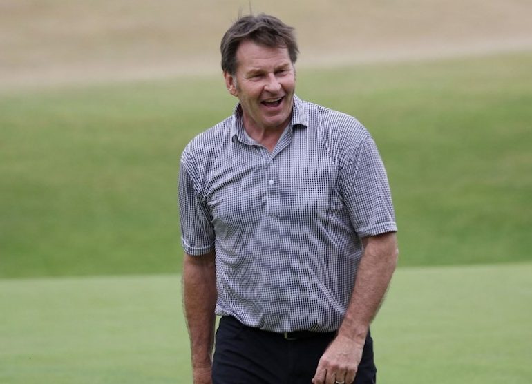 Sir Nick Faldo Photo by Harry How/Getty Images) (Photo by Harry How / GETTY IMAGES EUROPE / Getty Images via AFP