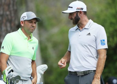 Dustin Johnson Sergio Garcia Photo by Mike Ehrmann / GETTY IMAGES NORTH AMERICA / Getty Images via AFP