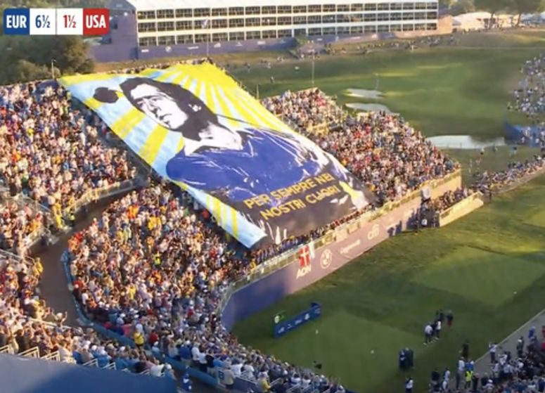 Le tifo hommage à Seve Ballesteros incroyable du Marco Simone