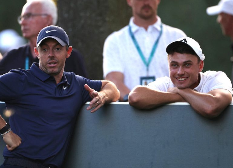 Rory McIlroy Ludvig Aberg Photo by Richard HEATHCOTE / GETTY IMAGES EUROPE / Getty Images via AFP
