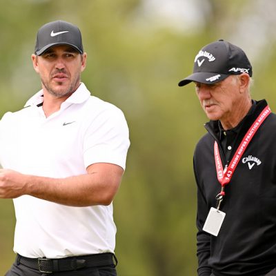 Brooks Koepka Coach Pete Cowen Photo by Ross Kinnaird/Getty Images