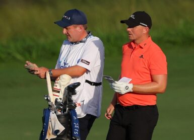 Matt Wallace & caddie Photo by Kevin C. Cox / GETTY IMAGES NORTH AMERICA / Getty Images via AFP