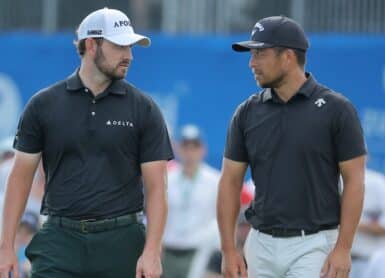 Patrick Cantlay of the United States and Xander Schauffele Photo by Jonathan Bachman / GETTY IMAGES NORTH AMERICA / Getty Images via AFP