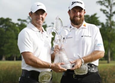 Rory McIlroy Shane Lowry Photo by Chris Graythen / GETTY IMAGES NORTH AMERICA / Getty Images via AFP