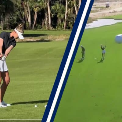 Vidéo : Nelly Korda abat un drone lors d'un clinic avec Rickie Fowler !