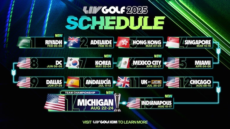 Le calendrier 2025 du LIV Golf finalisé