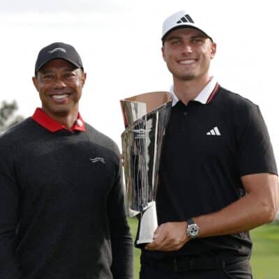 Tiger Woods Ludvig Aberg Photo by Harry How / GETTY IMAGES NORTH AMERICA / Getty Images via AFP