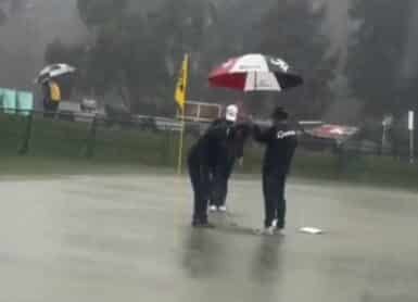 hideki-matsuyama-pluie-pga-championship ©Capture d'écran Austin Eckroat