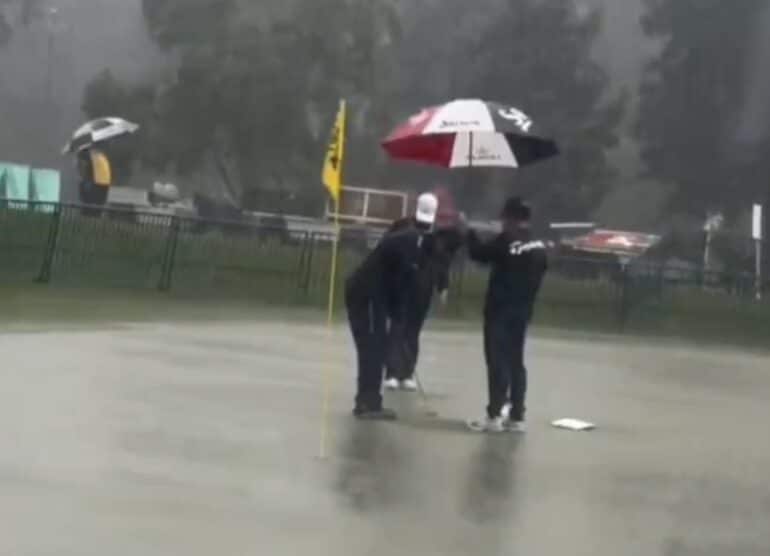hideki-matsuyama-pluie-pga-championship ©Capture d'écran Austin Eckroat