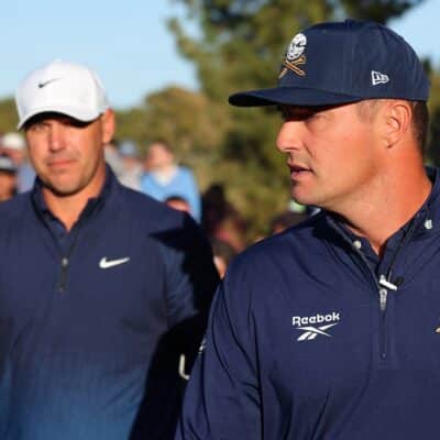 Bryson DeChambeau (R) and Brooks Koepka Kevin C. Cox/Getty Images for The Showdown/AFP