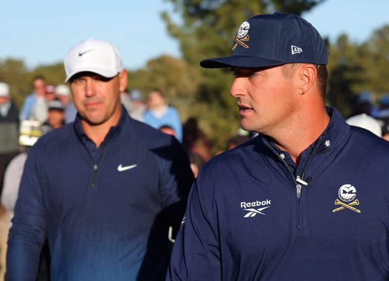 Bryson DeChambeau (R) and Brooks Koepka Kevin C. Cox/Getty Images for The Showdown/AFP