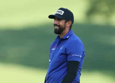 CHARLOTTE, NC - MAY 17: Matthieu Pavon reacts after his putt on the 15th hole during the third round of the PGA Championship at Quail Hollow Club on Saturday, May 17, 2025 in Charlotte, North Carolina. (Photo by Maddie Meyer/PGA of America)