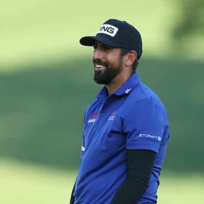 CHARLOTTE, NC - MAY 17: Matthieu Pavon reacts after his putt on the 15th hole during the third round of the PGA Championship at Quail Hollow Club on Saturday, May 17, 2025 in Charlotte, North Carolina. (Photo by Maddie Meyer/PGA of America)