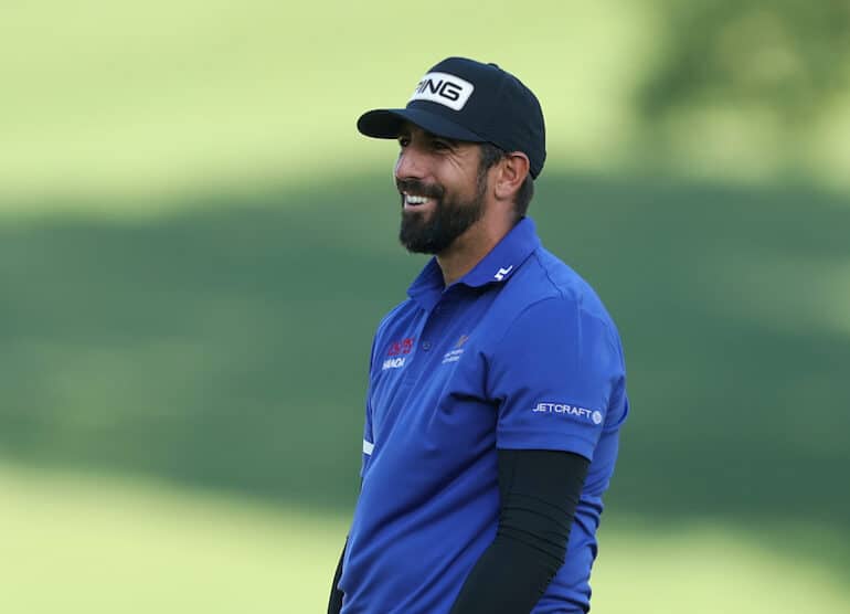 CHARLOTTE, NC - MAY 17: Matthieu Pavon reacts after his putt on the 15th hole during the third round of the PGA Championship at Quail Hollow Club on Saturday, May 17, 2025 in Charlotte, North Carolina. (Photo by Maddie Meyer/PGA of America)