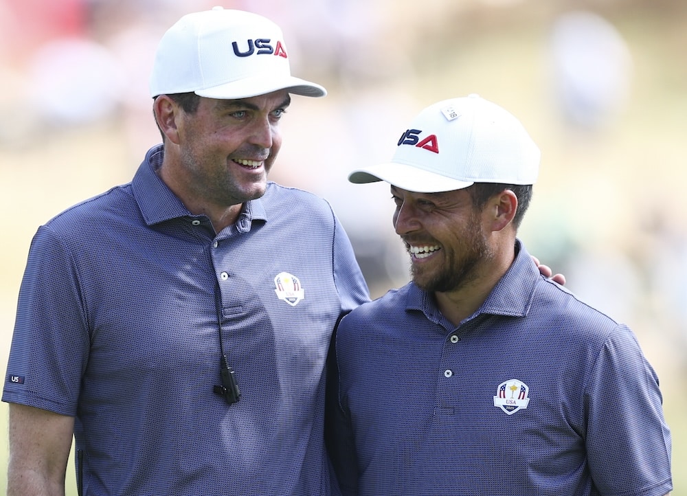 Captain Keegan Bradley talks with Xander Schauffele Photo by Maddie Meyer/PGA of America