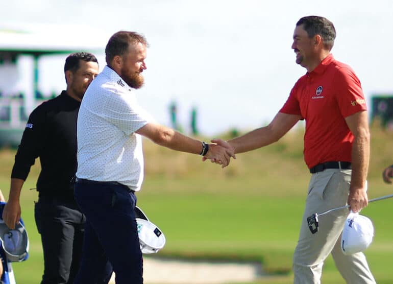 Keegan Bradley Shane Lowry Photo by Mike Ehrmann / GETTY IMAGES NORTH AMERICA / Getty Images via AFP