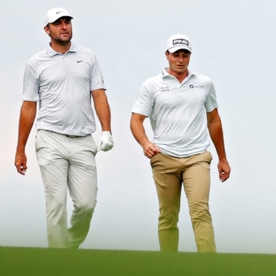 Scottie Scheffler of the United States (L) and Viktor Hovland Photo by Jordan Bank / GETTY IMAGES NORTH AMERICA / Getty Images via AFP)