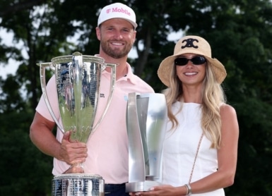 Wyndham Clark of the United States and girlfriend Emily Tanner Photo by Kevin C. Cox / GETTY IMAGES NORTH AMERICA / Getty Images via AF