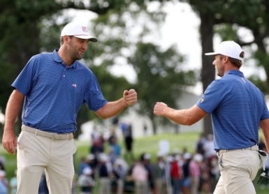 Scottie Scheffler Sam Burns Photo by Kevin C. Cox / GETTY IMAGES NORTH AMERICA / Getty Images via AFP